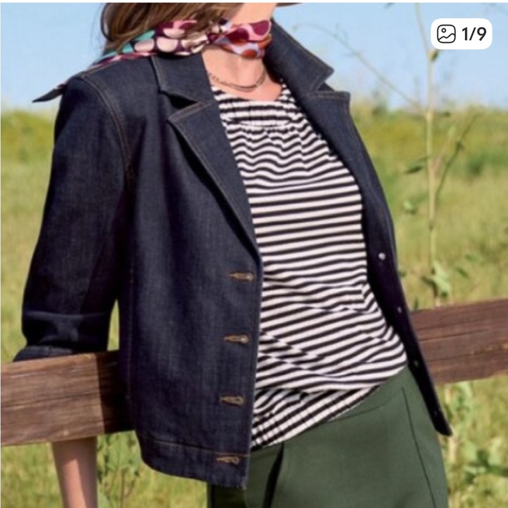 CAbi Johnny Jacket Denim Dark Wash Size Medium NWOT